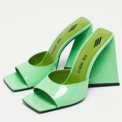 The Attico Green Patent Devon Open Sandals Size 38
