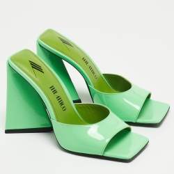 The Attico Green Patent Devon Open Sandals Size 38