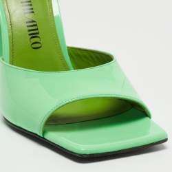 The Attico Green Patent Devon Open Sandals Size 38