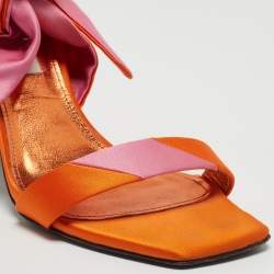 Pre Owned The Attico Orange/Pink Satin Ankle Tie Sandals Size 39