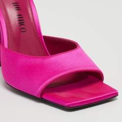 The Attico Pink Satin Devon Slide Size 40