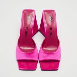 The Attico Pink Satin Devon Slide Size 40
