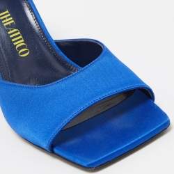 Pre Owned The Attico Blue Satin Devon Slide Sandals Size 37