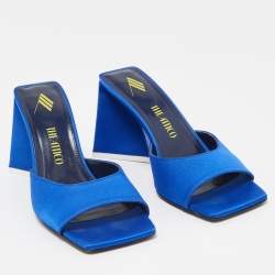 Pre Owned The Attico Blue Satin Devon Slide Sandals Size 37