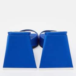 Pre Owned The Attico Blue Satin Devon Slide Sandals Size 37