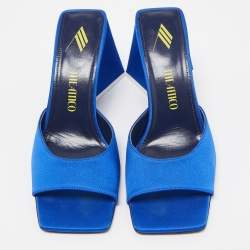 Pre Owned The Attico Blue Satin Devon Slide Sandals Size 37