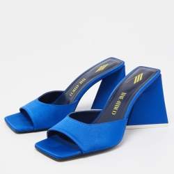 Pre Owned The Attico Blue Satin Devon Slide Sandals Size 37