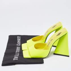 The Attico Neon Yellow Patent Leather Devon Slide Sandals Size 37