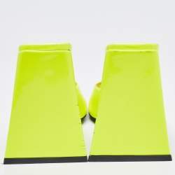The Attico Neon Yellow Patent Leather Devon Slide Sandals Size 37