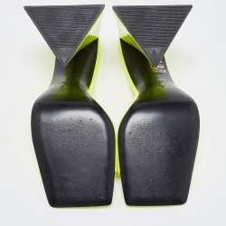The Attico Neon Yellow Patent Leather Devon Slide Sandals Size 37