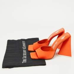 Pre Owned The Attico Orange Satin Devon Slide Sandals Size 37