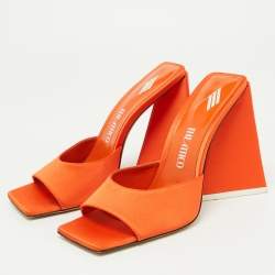 Pre Owned The Attico Orange Satin Devon Slide Sandals Size 37