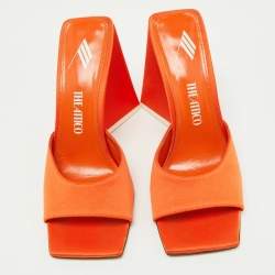 Pre Owned The Attico Orange Satin Devon Slide Sandals Size 37
