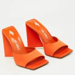 Pre Owned The Attico Orange Satin Devon Slide Sandals Size 37