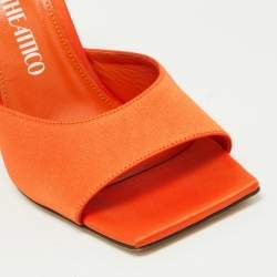 Pre Owned The Attico Orange Satin Devon Slide Sandals Size 37