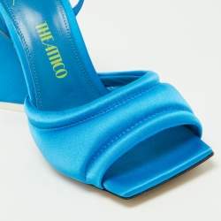 The Attico Blue Satin Devon Ankle Strap Sandals Size 37