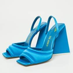 The Attico Blue Satin Devon Ankle Strap Sandals Size 37
