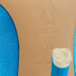 Pre Owned The Attico Blue Satin Slingback Ankle Tie Pumps Size 38