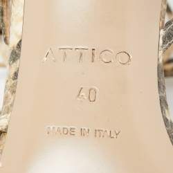 Pre Owned ATTICO Brown/Beige Python Embossed Leather Ankle Wrap Sandals Size 40