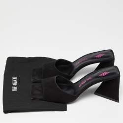 Pre Owned The Attico Black Suede Devon Slide Sandals Size 38.5