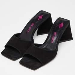 Pre Owned The Attico Black Suede Devon Slide Sandals Size 38.5