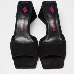 Pre Owned The Attico Black Suede Devon Slide Sandals Size 38.5