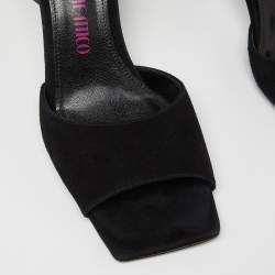 Pre Owned The Attico Black Suede Devon Slide Sandals Size 38.5