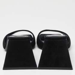 Pre Owned The Attico Black Suede Devon Slide Sandals Size 38.5