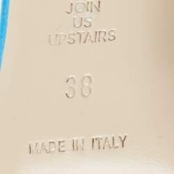 Pre Owned The Attico Blue Satin Crystal Embellished Slingback Pumps Size 38