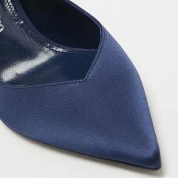 Pre Owned The Attico Navy Blue Satin Venus Wrap Pumps Size 39.5