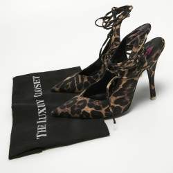The Attico Beige/Black Leopard Prints Pointed Toe Pumps Size 40