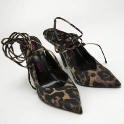 The Attico Beige/Black Leopard Prints Pointed Toe Pumps Size 40