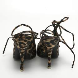 The Attico Beige/Black Leopard Prints Pointed Toe Pumps Size 40