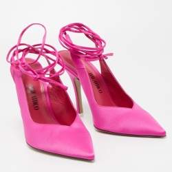 The Attico Pink Satin Venus Ankle Wrap Pumps Size 38