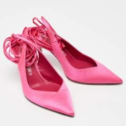 The Attico Pink Satin Venus Ankle Wrap Pumps Size 38