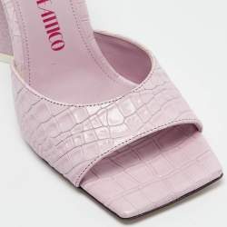 Pre Owned The Attico Purple Embossed Croc Devon Sandals Size 36
