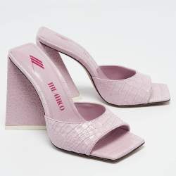 Pre Owned The Attico Purple Embossed Croc Devon Sandals Size 36