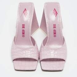 Pre Owned The Attico Purple Embossed Croc Devon Sandals Size 36
