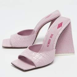 Pre Owned The Attico Purple Embossed Croc Devon Sandals Size 36