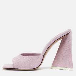 Pre Owned The Attico Purple Embossed Croc Devon Sandals Size 36