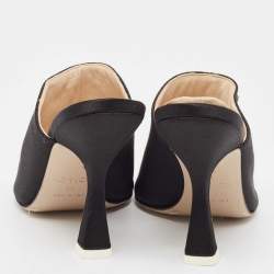 The Attico Black Satin Crystal Embellished Pamela Mules Size 38