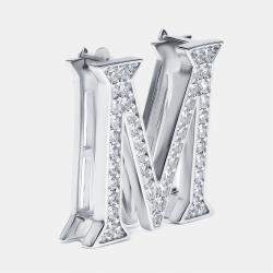 Pre Owned تعليقة حقيبة فضية استرلينية كريستالات حرف م