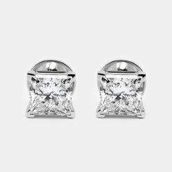 Pre Owned 18k White Gold Princess Cut Lab Grown Diamonds Earrings (Approx 3.00 ct)