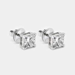 Pre Owned 18k White Gold Princess Cut Lab Grown Diamonds Earrings (Approx 3.00 ct)
