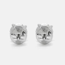 Pre Owned 18k White Gold Round Brilliant Cut Lab Grown Diamonds Earrings (Approx 4.00 ct)