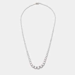 10.35 cts Round Brilliant Cut 18k White Gold Lab Grown Diamonds Graduating Necklace
