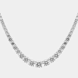 10.35 cts Round Brilliant Cut 18k White Gold Lab Grown Diamonds Graduating Necklace