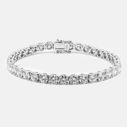 13.6 cts Round Brilliant Cut 18k White Gold Cut Lab Grown Diamonds Tennis Bracelet