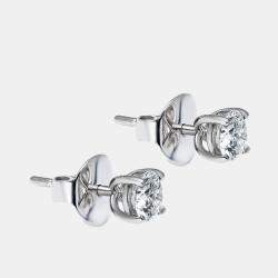 1.10 cts Round Brilliant Cut 18k White Gold Lab Grown Diamonds Solitaire Stud Earrings