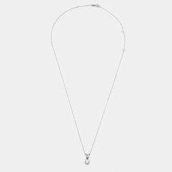 0.96 cts Round Brilliant Cut 18k White Gold Lab Grown Diamond Solitaire Pendant Necklace